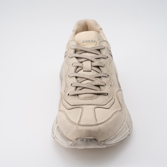 size 12G - Gucci Rhyton Distressed Sneaker Ivory Leather - Picture 6 of 12